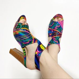 Liliana Bootielicious Colorful Peep Toe Heels